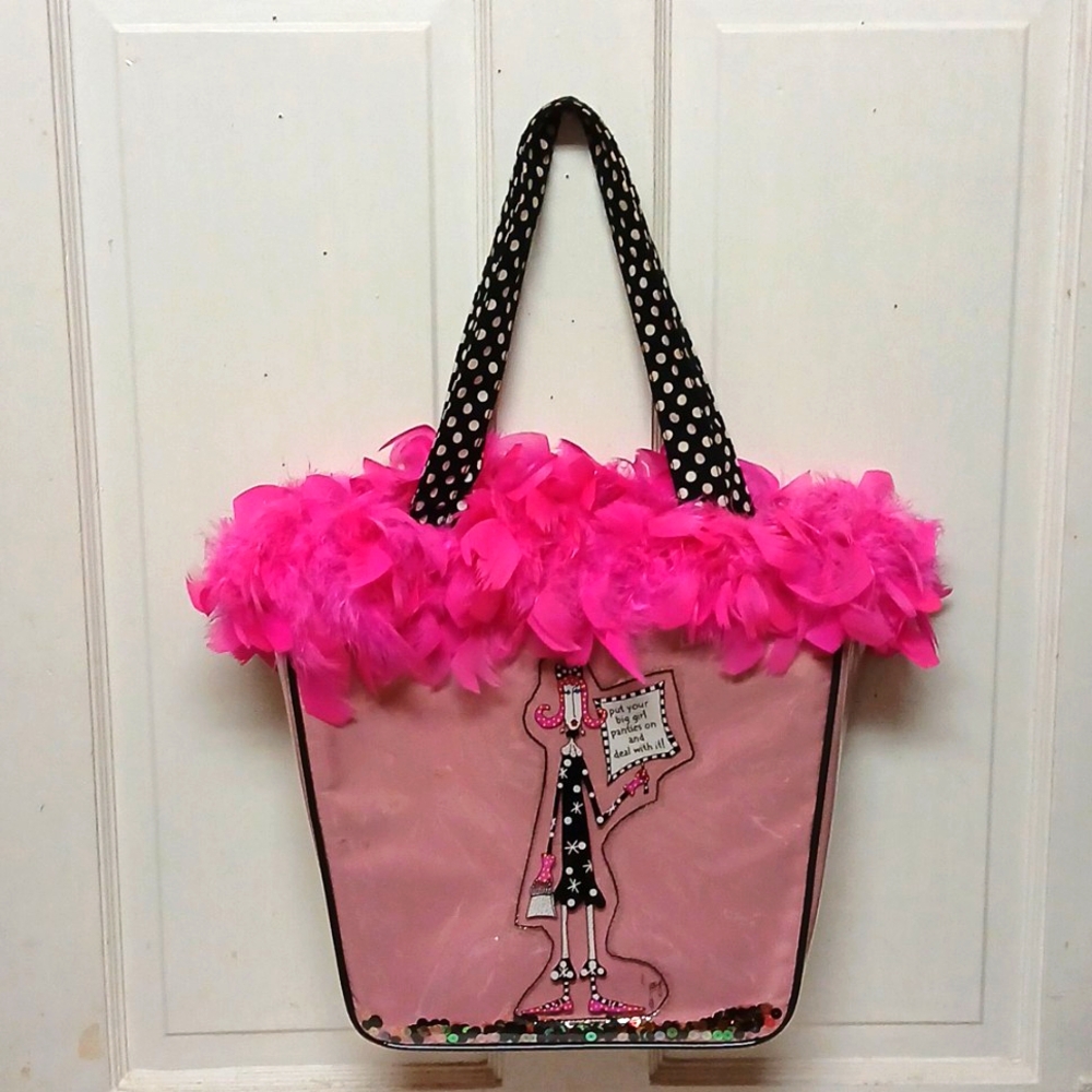 JOEY Pink Fur And Sequin Purse for Women's